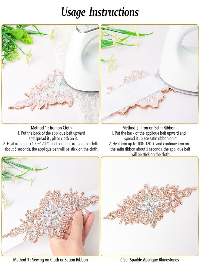 Pardecor Rhinestone Applique for Women Wedding Bridal Sash Belt Dress Belt Sashes For Wedding Dress Crystal (039 Rose Gold) - Image 5